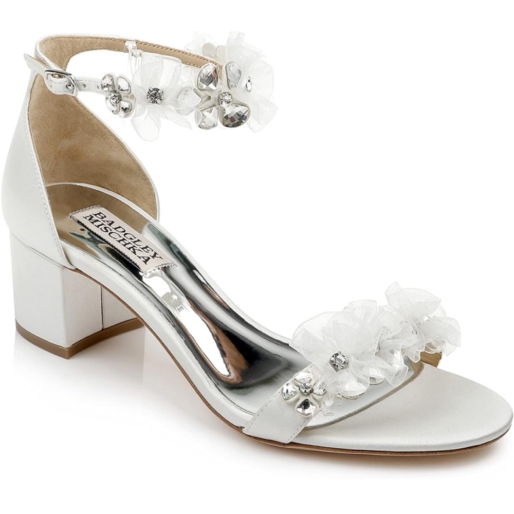 Never worn and still in box! Badgley Mischka Candy Embellished Block Heel size 9